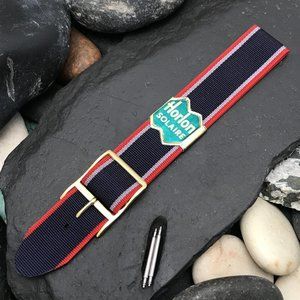 Perlon Reversible 18mm Wraparound Regimental Military Diver Vintage Watch Band